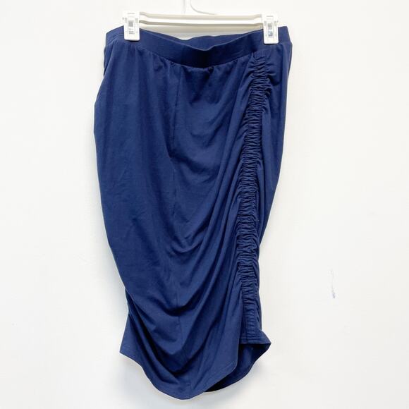 Isabel Maternity Women's Navy Blue Ruched Side Stretch Skirt Size M - Picture 4 of 4